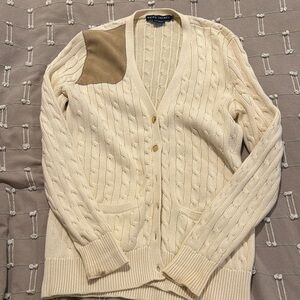 Ralph Lauren Cream Cable Knit Cardigan Sweater